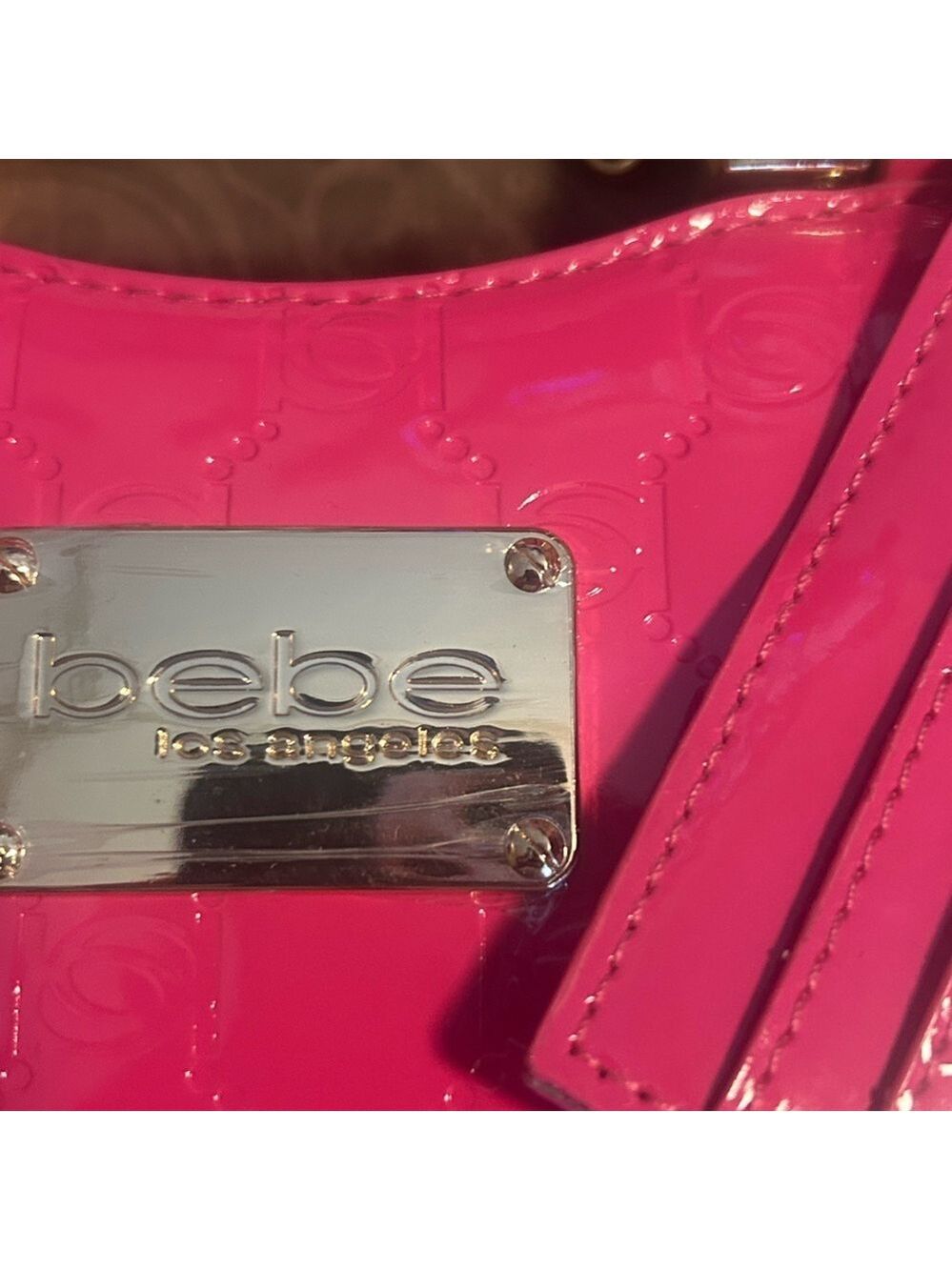Bebe hot  Pink cross body  with Gold Accents - Picture 4 of 11